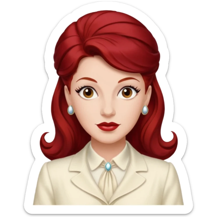 LaVerne Andrews from The Andrews Sisters with dark  red hair, ivory outfit sticker