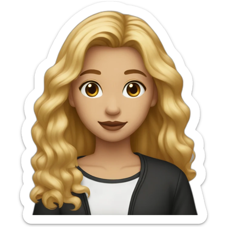 20 year old long honey blonde hair with black shirt and light skin to olive skin  sticker