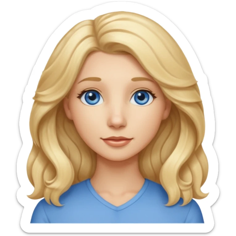 Long, straight, blonde hair, blue eyed woman.   Wavy, blonde goldendoodle sticker