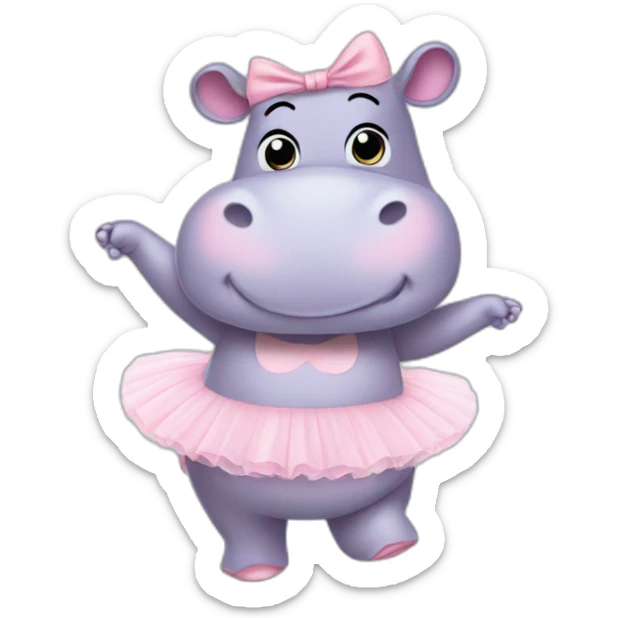 ballerina hippo sticker