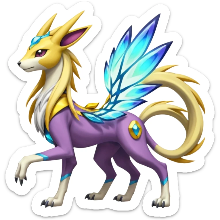 Colorful Meloetta-Manectric-Solgaleo-Raikou-Pokémon-Digimon-Fakémon-fusion-hybrid-creature sticker
