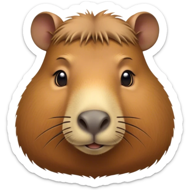 Cinematic Noble Capybara Portrait Emoji, Poised and serene, with a robust, rounded build covered in soft, earthy fur and gentle, wise eyes, Simplified yet sharp and sophisticated features, highly detailed, glowing with a warm, natural glow, high shine, intelligent and calm, stylized with an air of understated authority, focused and attentive, soft glowing outline, capturing the essence of a watchful and confident guardian that feels as though it could step out of the screen with effortless authority! sticker