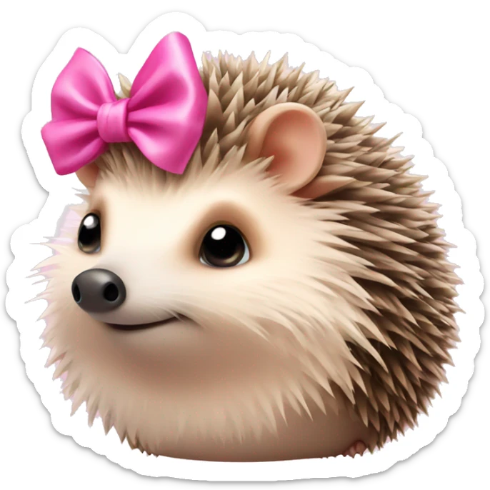 hedgehog with a pink bow sticker