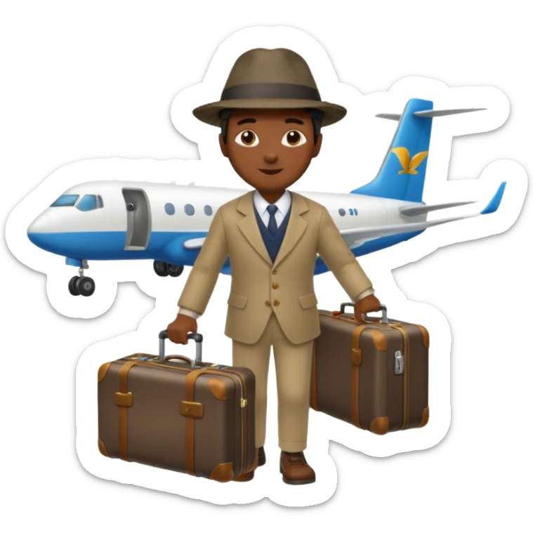 Visage homme créole réunionnais avec chapeau arrive avion sticker