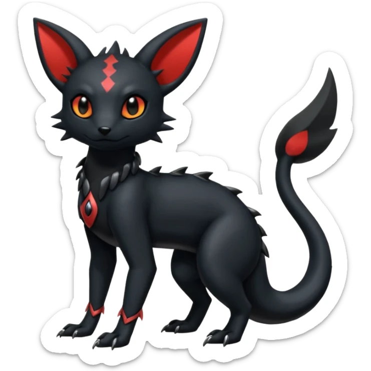 Shiny Dark Edgy Gothic Gloomy Futuristic Salandit-Umbreon-Litten-Hybrid (Full body) sticker