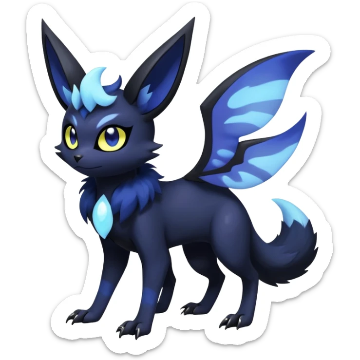 Nebulae Edgy Gothic Noibat-Meowstic-Umbreon-Fakémon-hybrid-creature (full body)  sticker