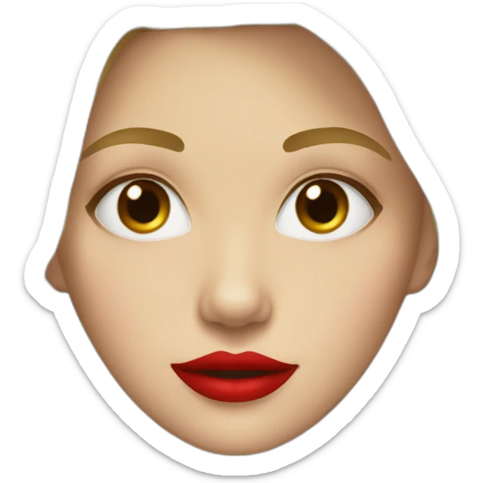 Blonde girl with a square head and brunette roots of hair with red lips sticker