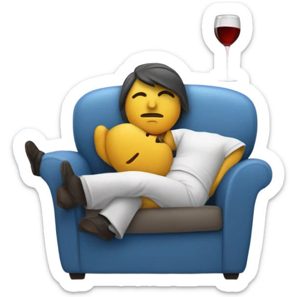Dormise en el sofa con vino  sticker