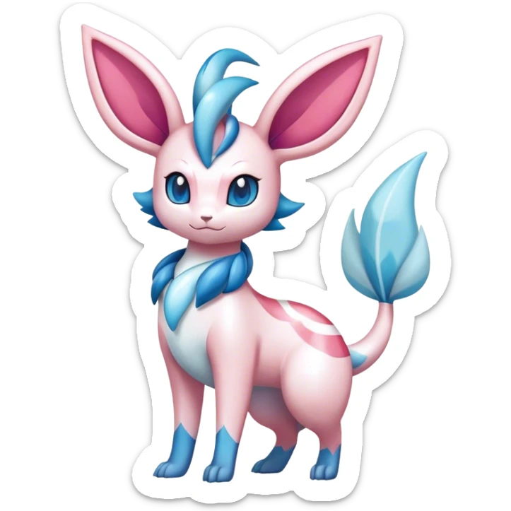 Shiny Cute Milotic-Sylveon-Glaceon-Vaporeon-Dragonair-Pokémon-hybrid-fusion full body sticker