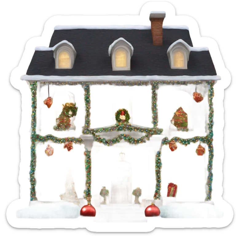 mansion decorated with fancy Christmas lights and lots of Fancy decorations sticker
