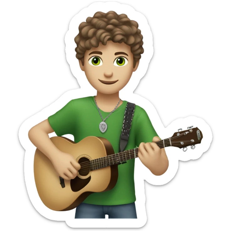 Brown hair Caucasian boy with green eyes and a David Yurman necklace who’s tall and likes music and plays guitar and is Jewish  sticker
