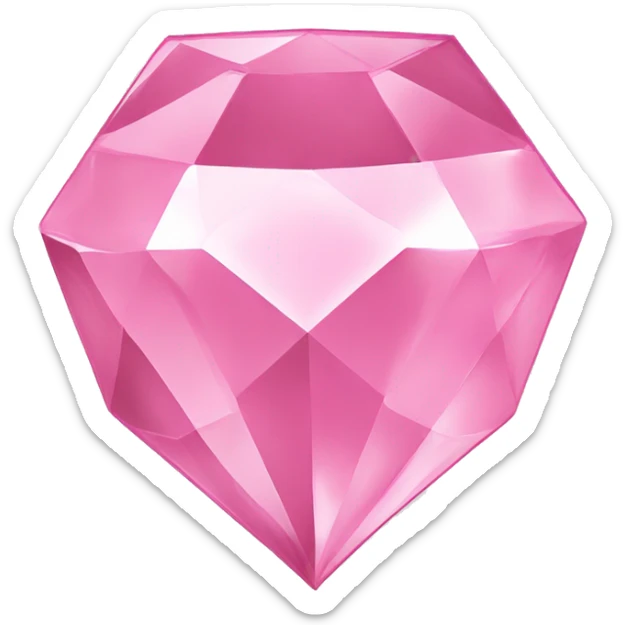 A jewel or gem emoji. Depicted in the shape of a classic diamond but in the soft glossy pink color sticker