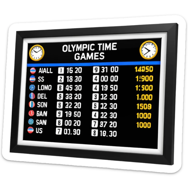 un panneau des jeaux olympic qui affiche le temps des coureurs affichant 9.58s  sticker
