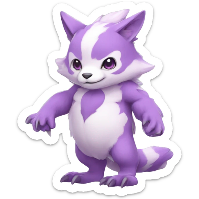 Cute cool purple white pink animal hybrid Fakemon full body sticker
