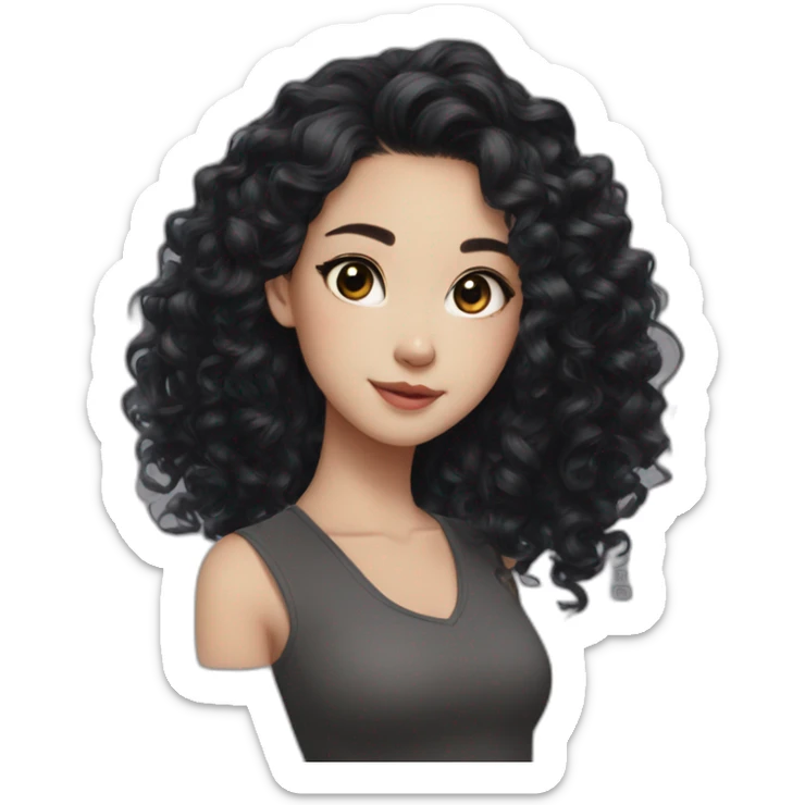 Beautiful girl,Black hair,curls，long hair,Black eyes,Chinese sticker