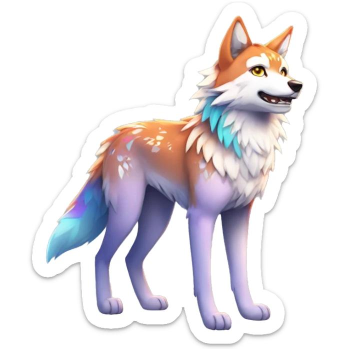 Colorful Shiny Fionbri-Falvie-sparkle-wolf-sona with tribal markings full body sticker