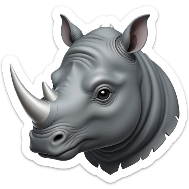 cinematic-noble--rhinoceros-portrait-emoji,slate-grey-hide-poised-and-regal,-with-a-massive,-powerful-build-and-a-thick,--deep-set-soulful-piercing-eyes,-simplified-yet-sharp-and-sophisticated-features,-highly-detailed,-large-black-eyes, white horn sticker