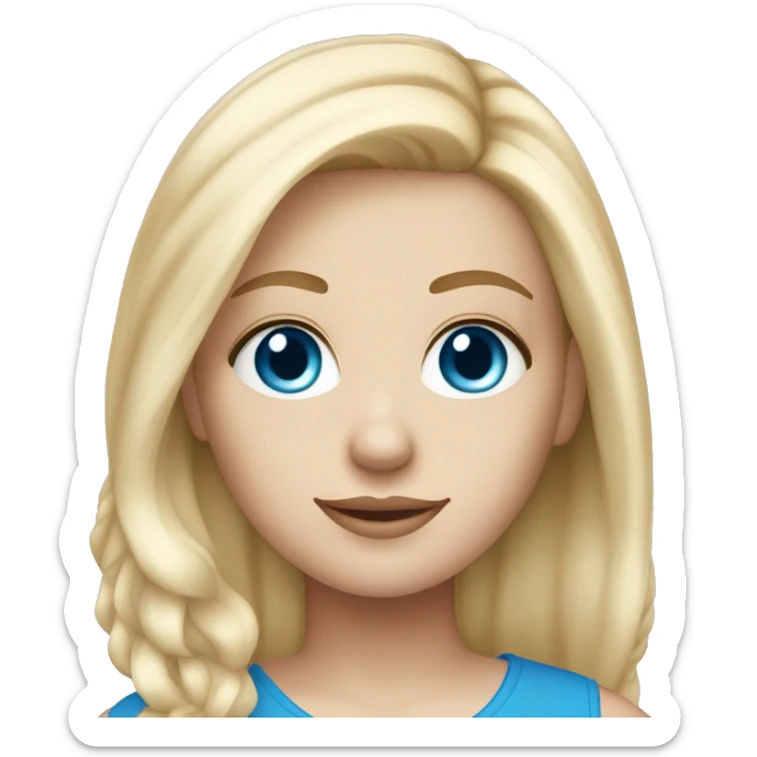 Blonde white girl with blue eyes and blue on tips of her hair sticker