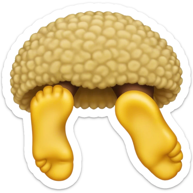 yellow emoji with human feet and a low taper fade afro sticker