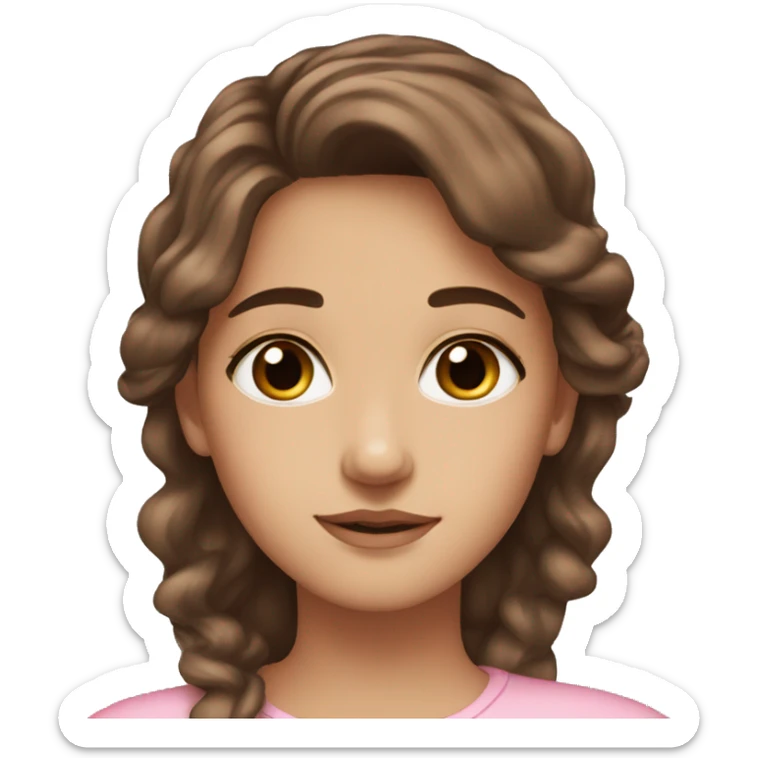 Brown eyes, brown hair, feminine, pink, girl, angelic sticker