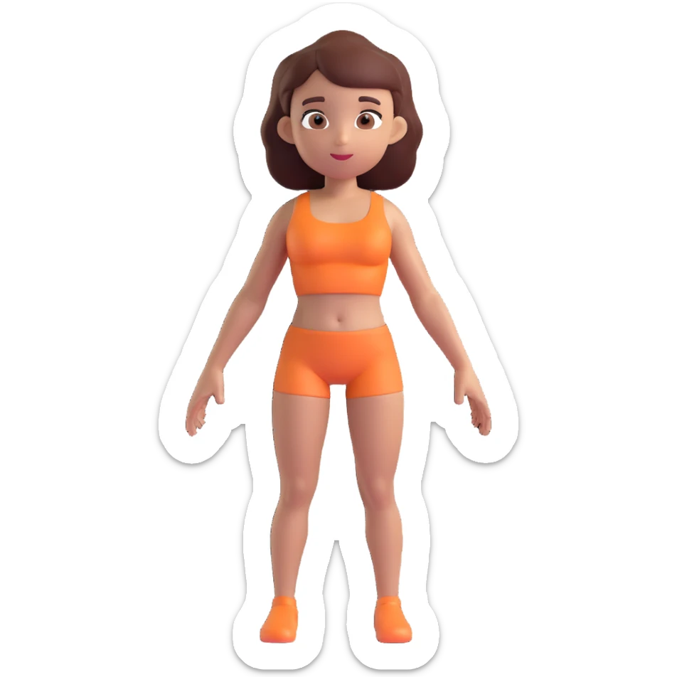 Slightly increase the volume of the upper body of the girl, significantly spread them apart from each other, make the skin color the same for both characters, keep the cartoonish 3D style. sticker