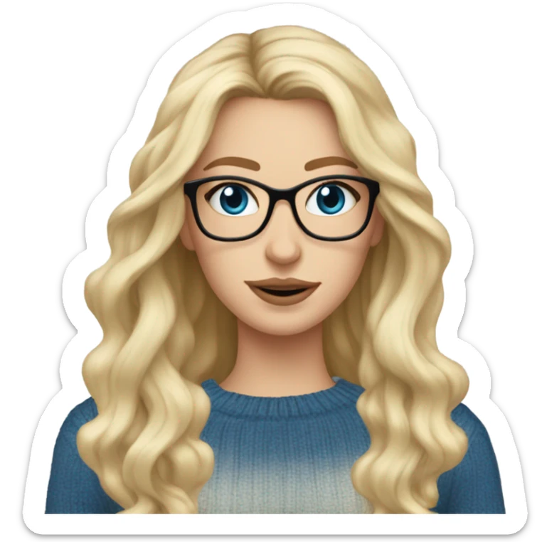 Blonde balayage hair white women sweater blue eyes and small glasses cell phone  sticker