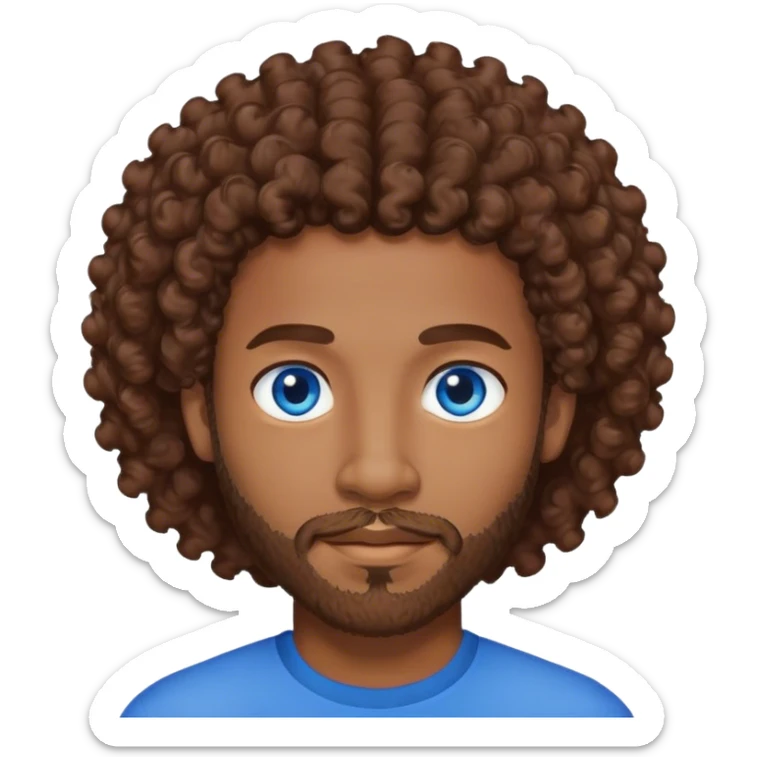 black man with brown curly hair and blue eyes facial hair sticker
