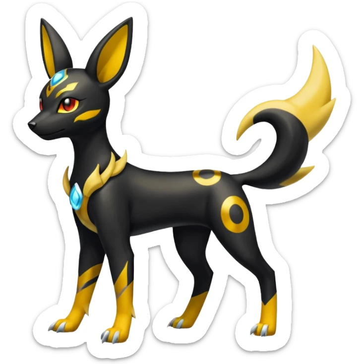 Shiny 4-legged Umbreon-Electrike-Amaura-Houndoom-Zeraora-fusion, full body sticker