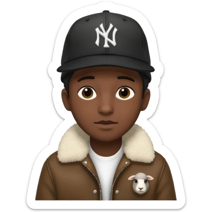 Cappellino New Era New York nero e persona con giubbotto di pecora sticker