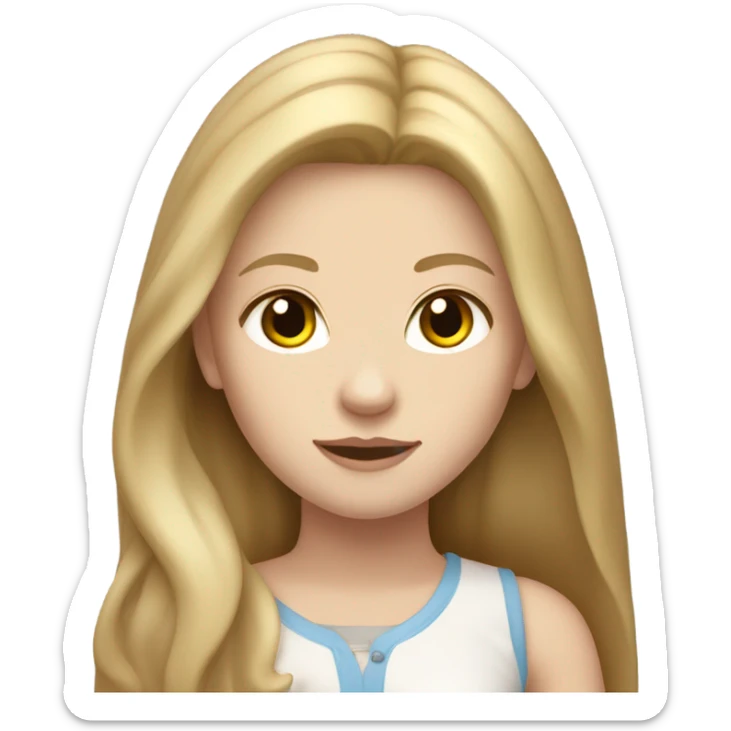girl with blondish brown long hair, pake skin, a little chubby, light brown eyes sticker