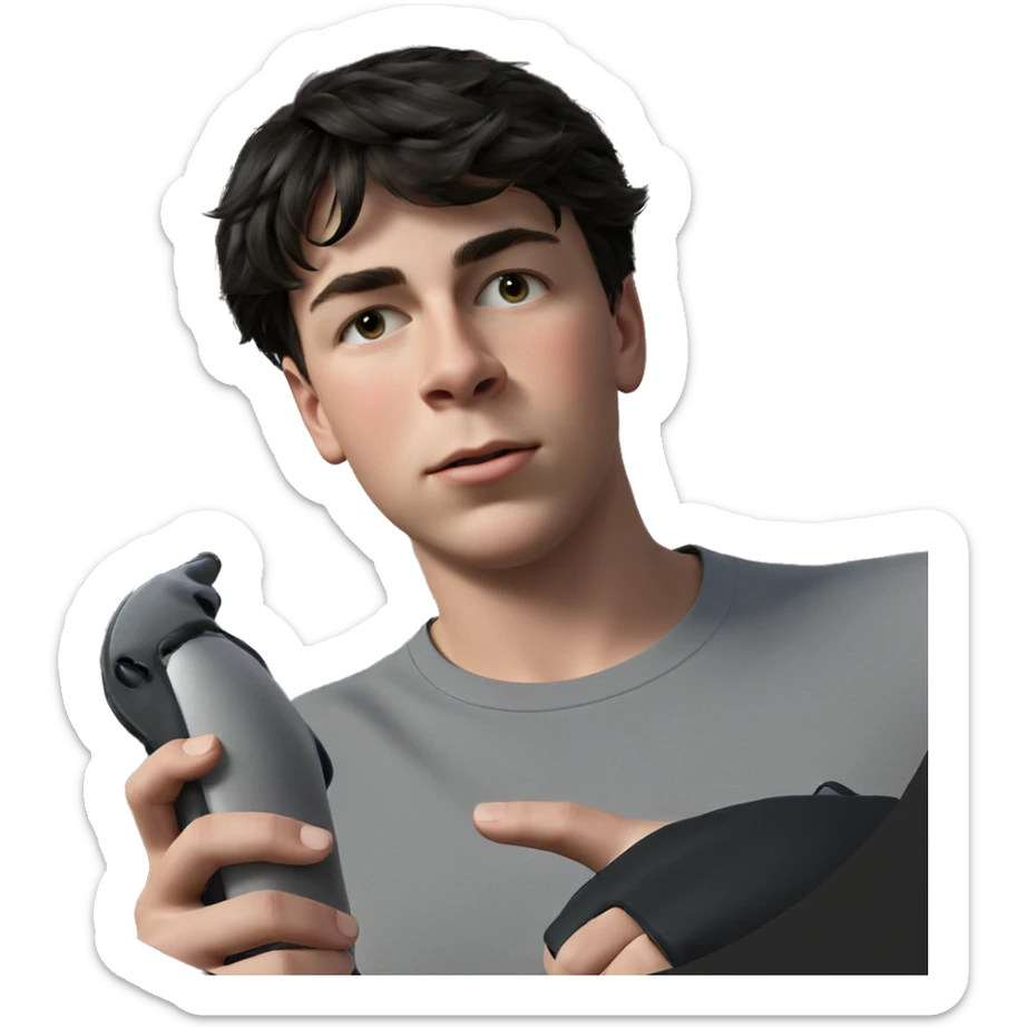 boy with short black hair sticker