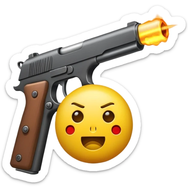 Emoji jaune qui se tire une balle de pistolet dans la tête et meurt sticker