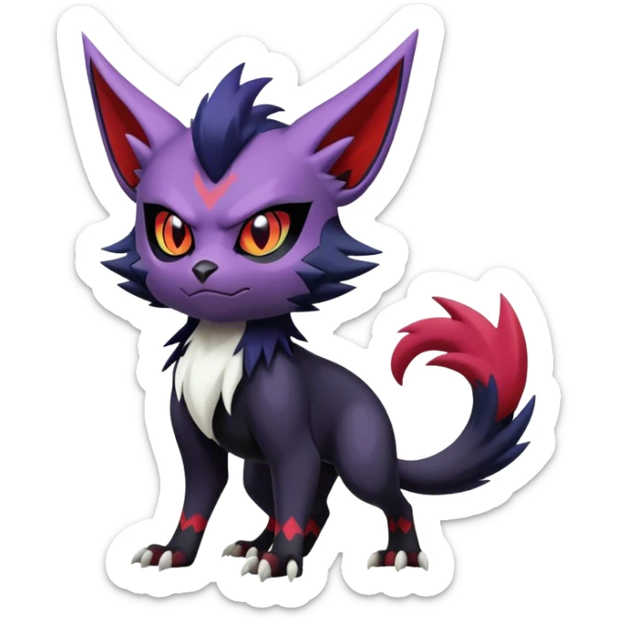 Edgy Cute Cool Kawaii Litten-Noivern-Zoroark-Noibat-Absol-Pokémon Full Body sticker