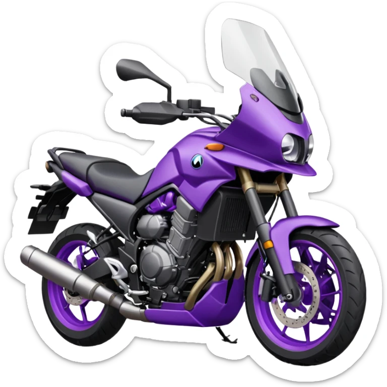 Créer un emoji copiable sur mon système iOS avec une moto mt07 noir mate nacré violet foncée. sticker
