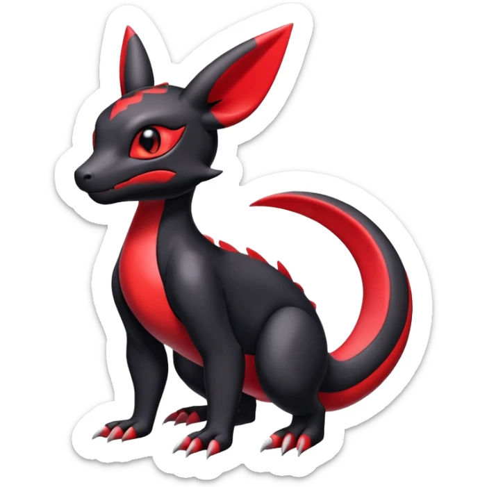Cute Shiny Guilmon-Salandit-Umbreon-Fakémon-hybrid-creature (full body)  sticker