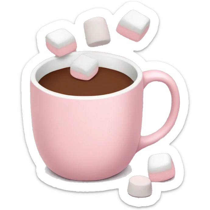 Light Pink mug of hot chocolate with marshmallows  sticker
