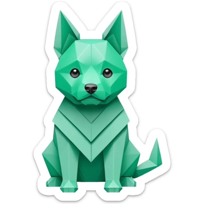 origami dog in color green mint rgb(168, 251, 211) sticker