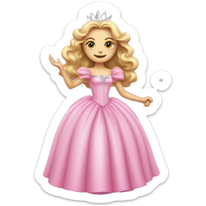 glinda the good witch in pink dress and with a wand sticker