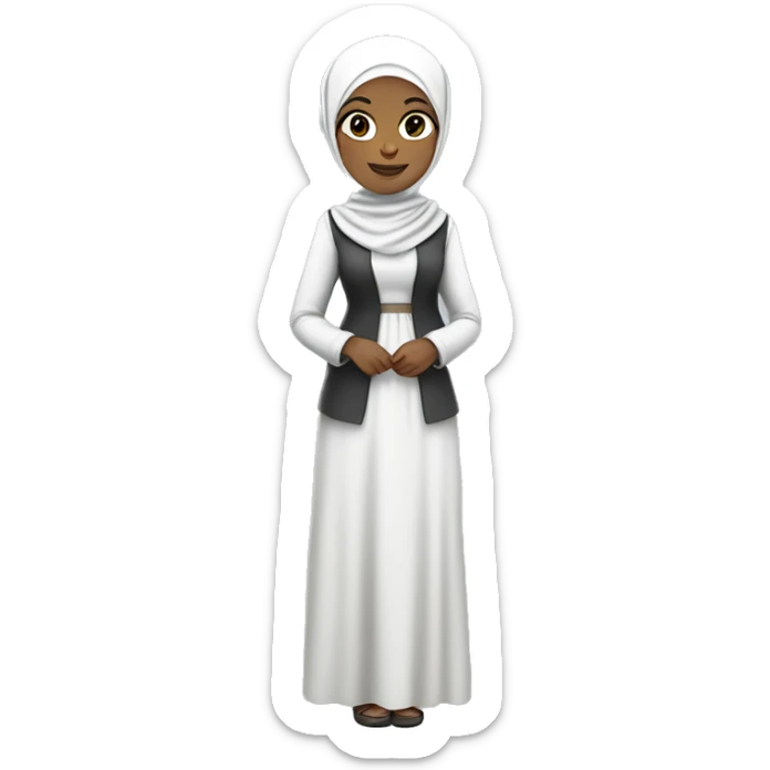 hijab woman, smile, wonderful dress, white skin, full-body (slim) sticker