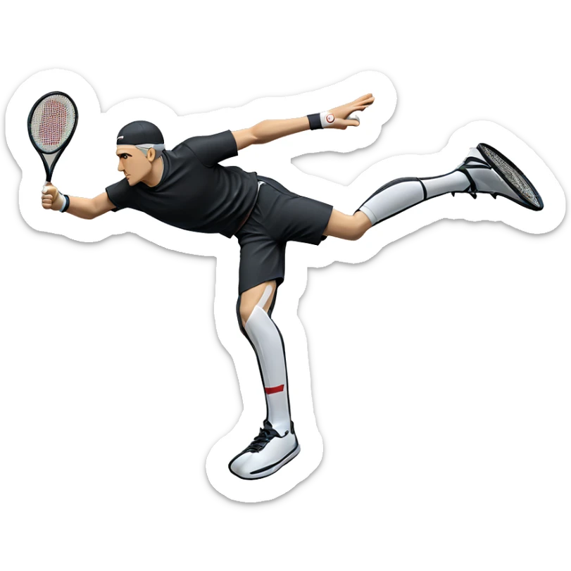 boy with tennis racket profile sticker