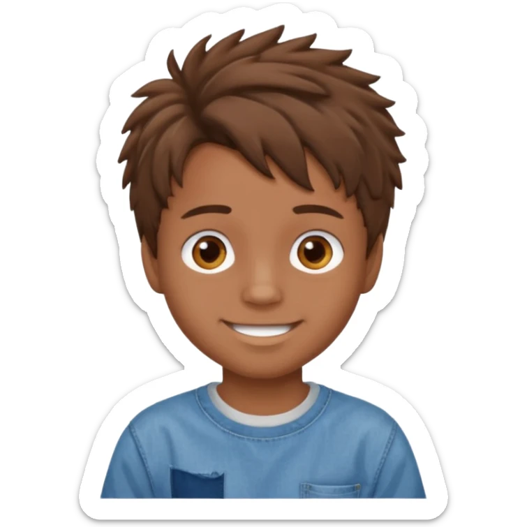 boy with brown hair and brown eyes brown messy hair with cute smile wearing baggy jeans with a t shirt sticker