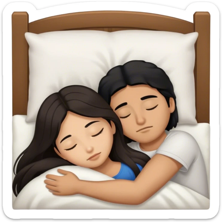 Latino man with long black hair sleeping with brown hair Filipina sticker