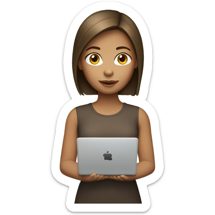 girl with laptop with light skin and brown straight hair  sticker