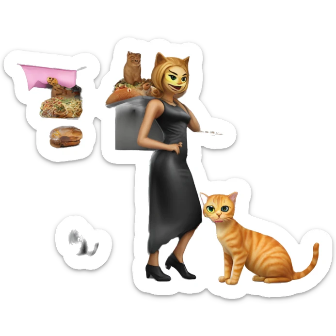 Realistic Cat Woman’s plastic dream house food truck  sticker