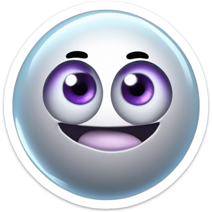 3d sphere Mercury with a cartoon wandering skin texture with big stupid eyes sticker