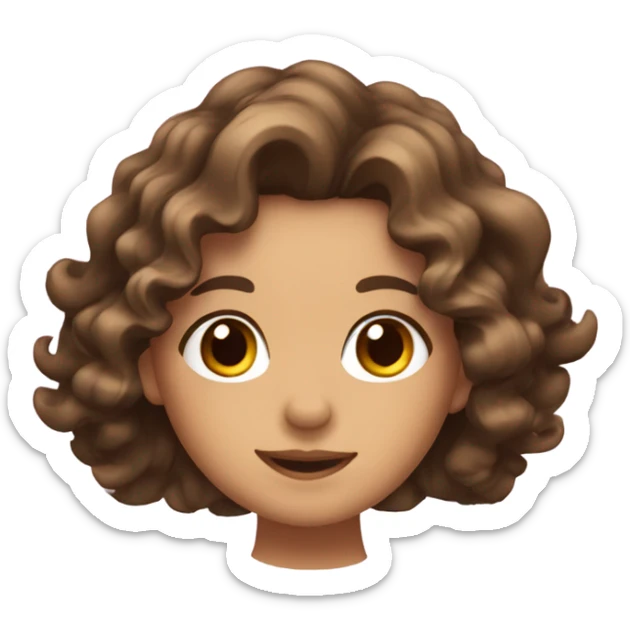 girl shaking with wavy curls and brown hair and brown eyes sticker