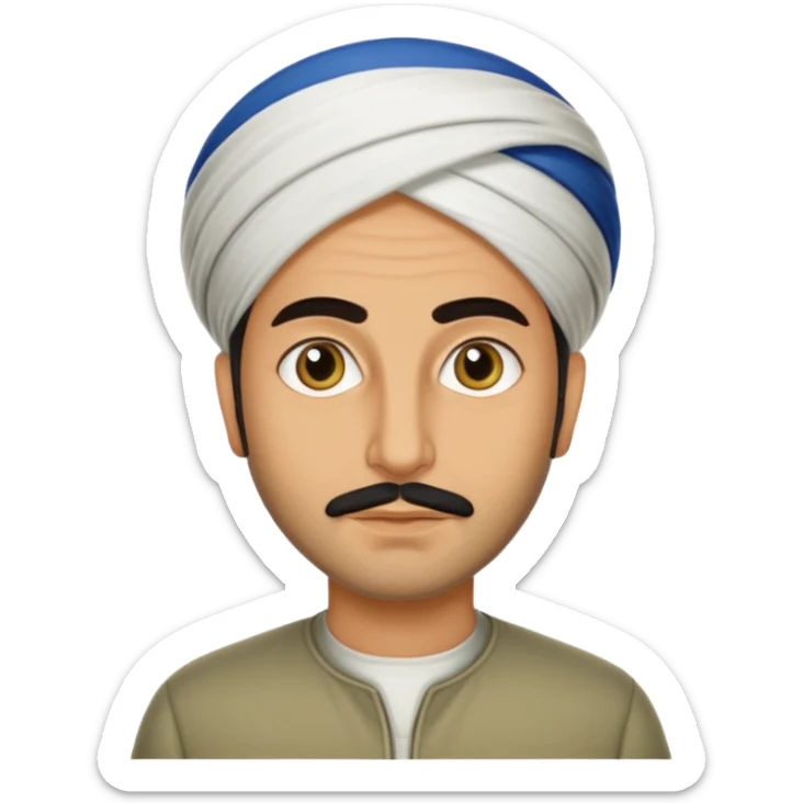 Portrait of a male Iranian civilian with a neutral expression 1980 sticker