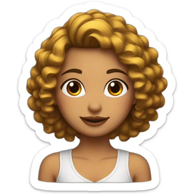 Chica con cabello rizado color negro, piel morena  y pelo recogido sticker