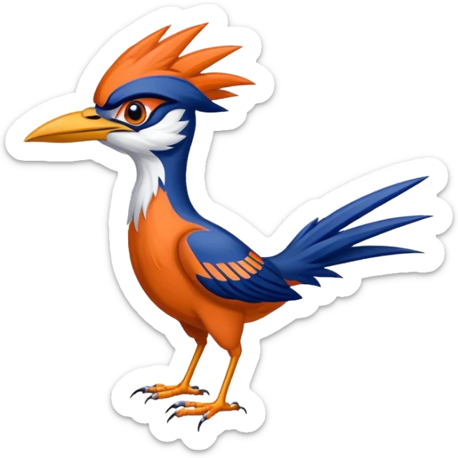 A college mascot of a roadrunner with the colors blue and orange. With UTSA sticker