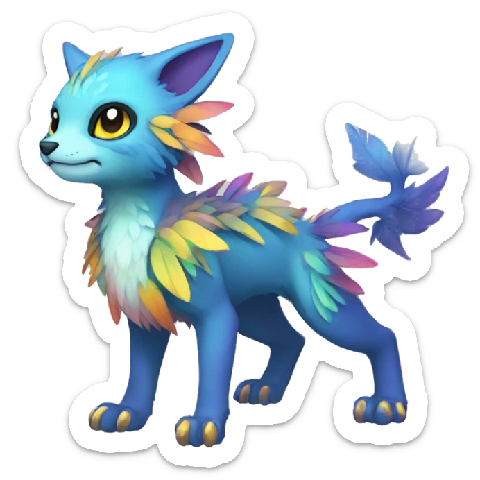 Cute cool colorful fantasy animal hybrid Fakemon full body sticker